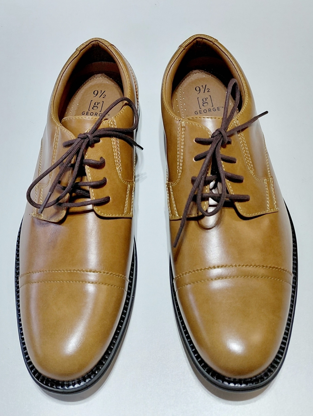 GEORGE Men's Branford Tan Casual Dress Oxford Shoe Size 9.5